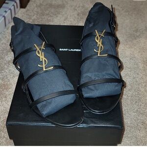 Saint Laurent Cassandra Black Leather Sandals